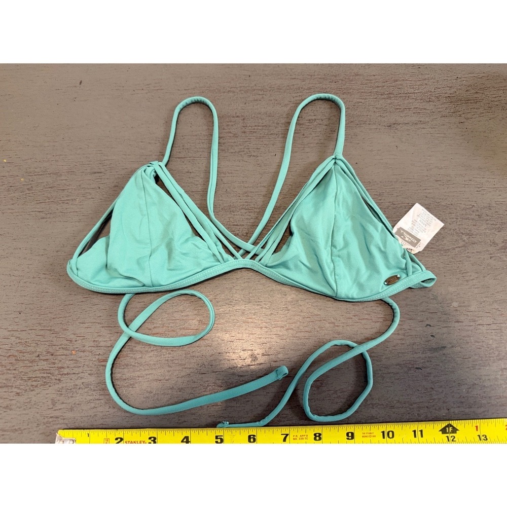 O'Neill Salt Water Solids Triangle Bikini Top Aqua Seafoam Green NWT Small